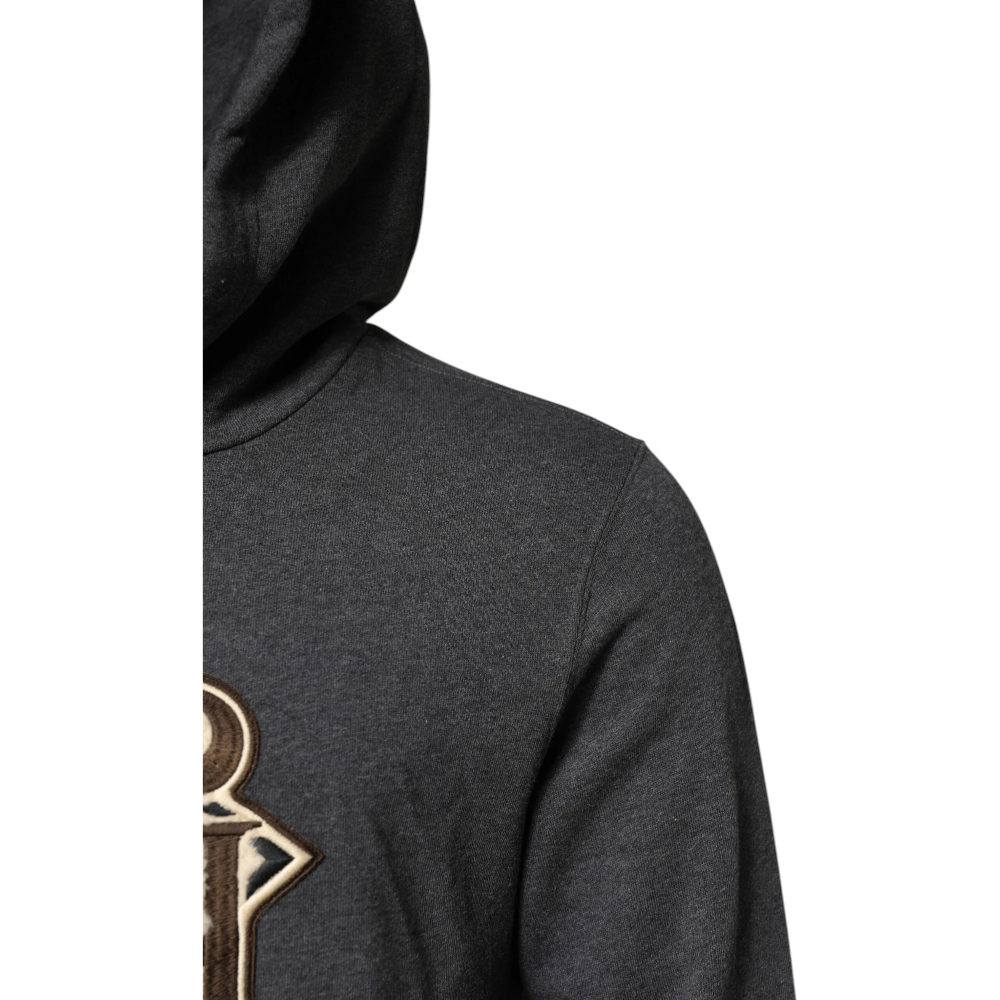 Gray Logo Patch Hooded Sweatshirt Sweater