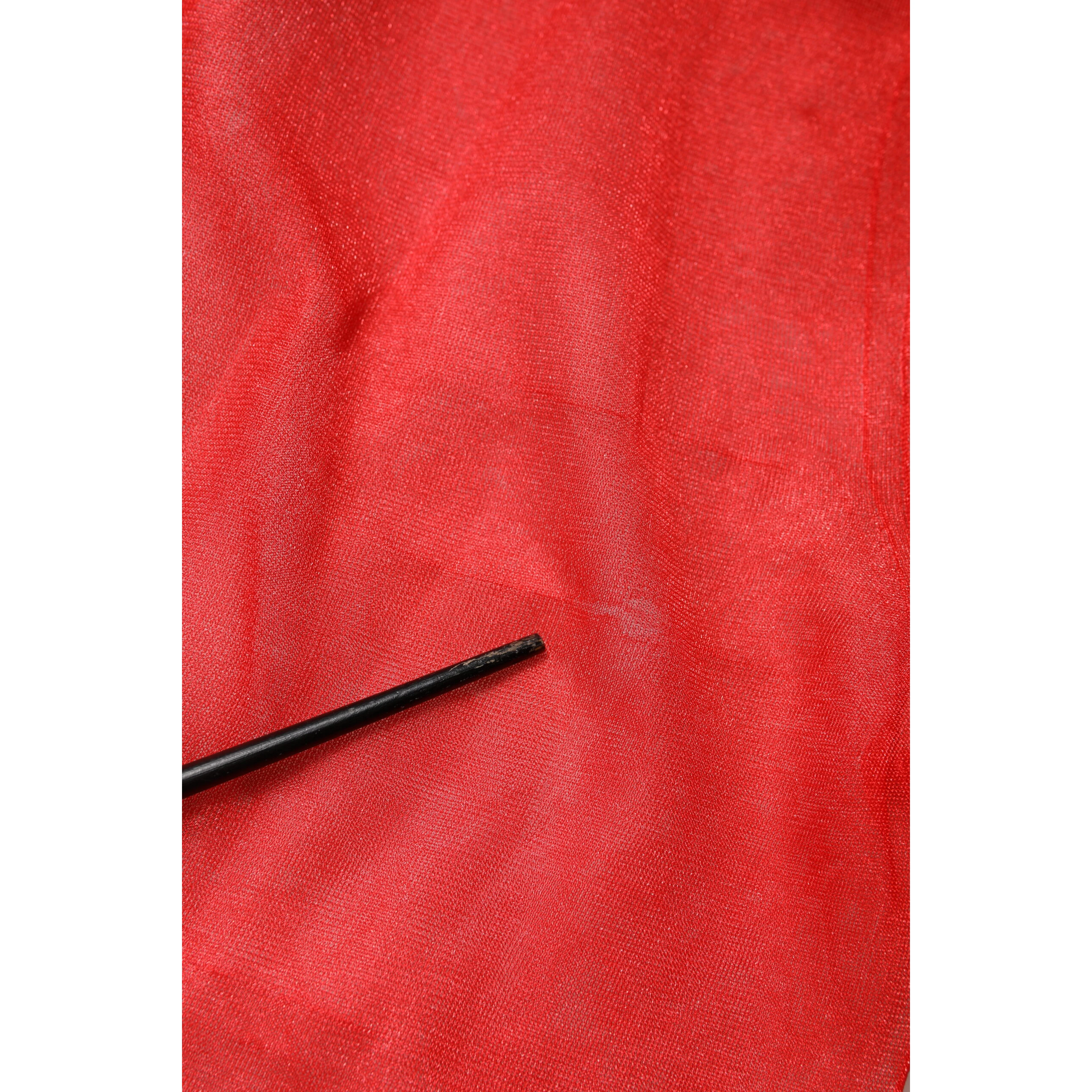 Red Tulle Turtleneck Long Sleeve Blouse Top
