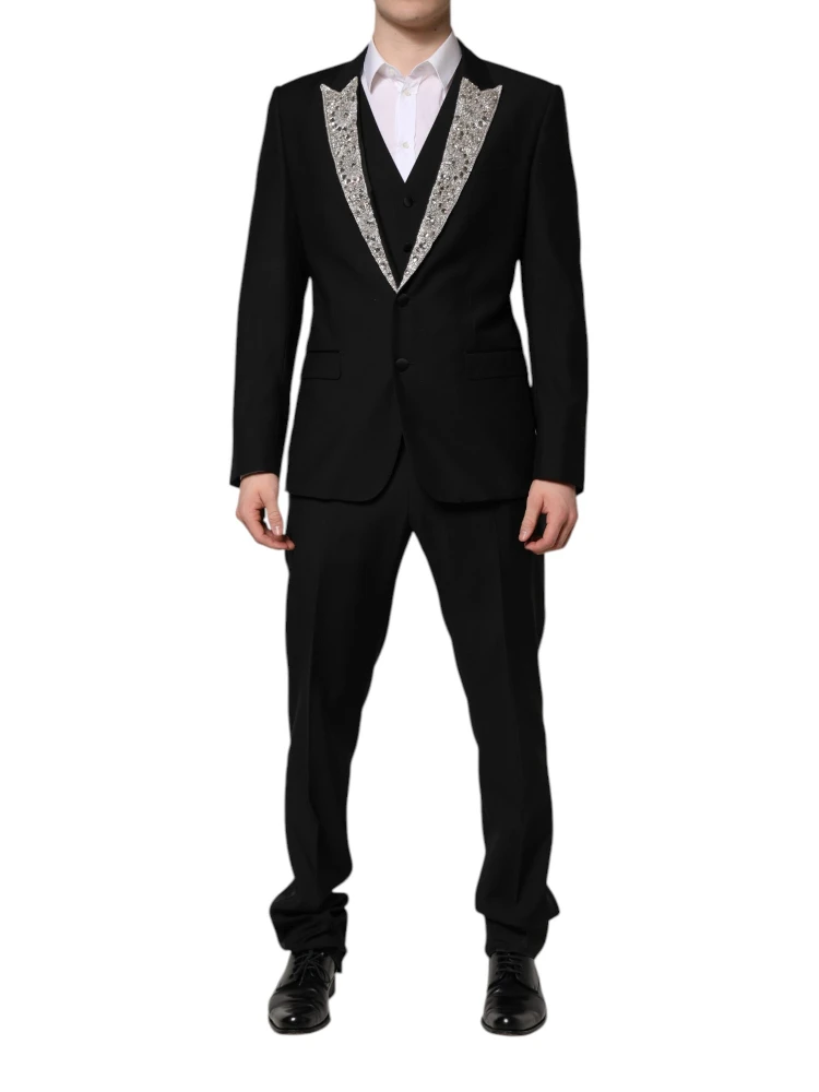 Black MARTINI Crystal Embellished 3 Pc Suit alternative