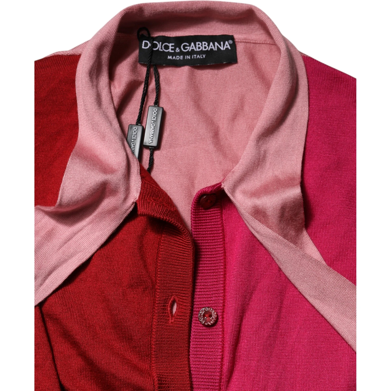 Pink Short Sleeves Buttoned Ascot Collar Top