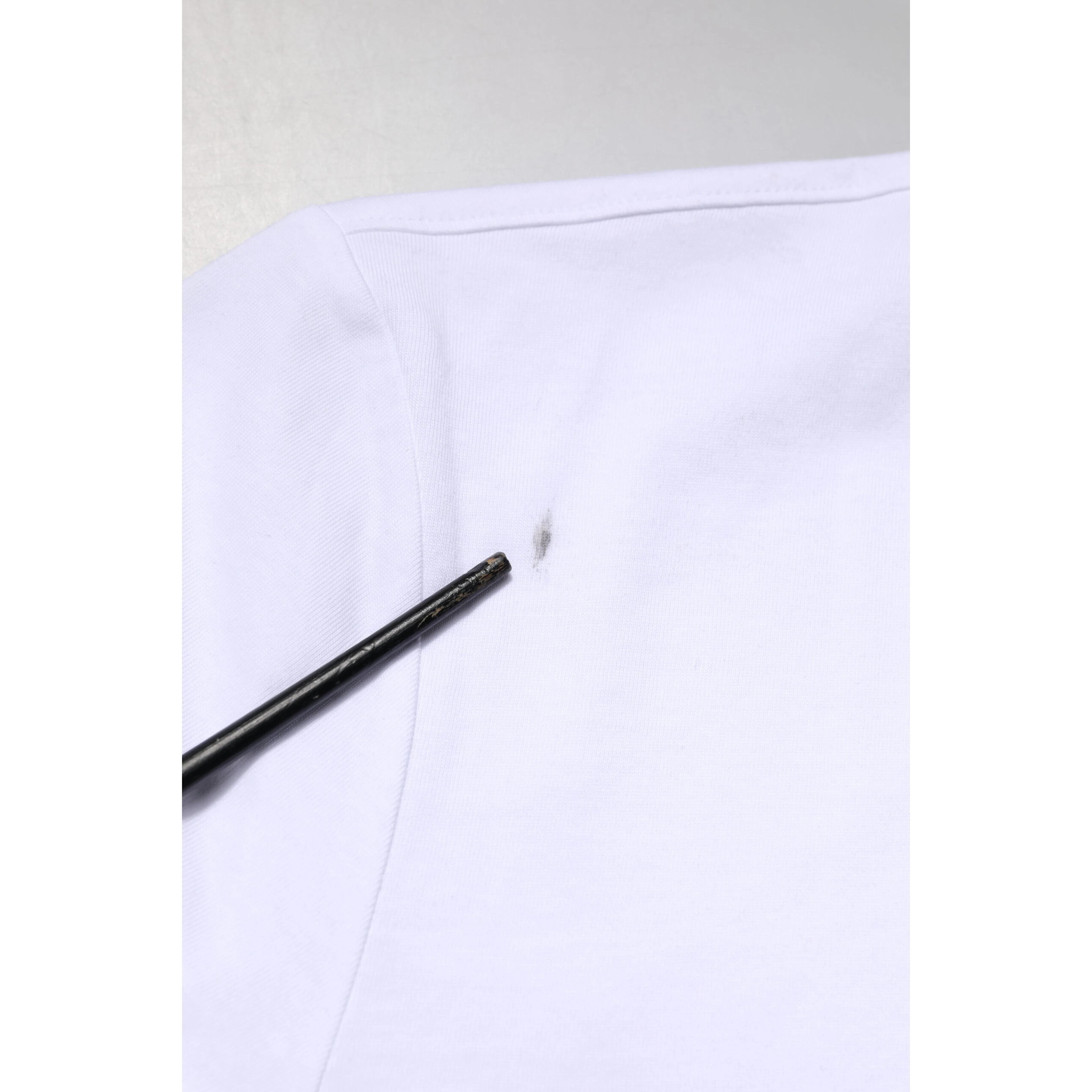 White Logo Embroidery Crew Neck T-shirt