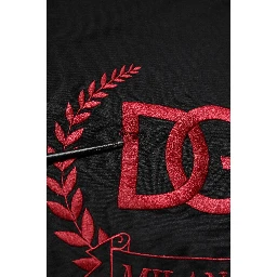 Black Cotton Embroidered Crew Neck T-shirt