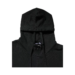Black Logo Full Zip Hooded Men Sweatshirt Sweater