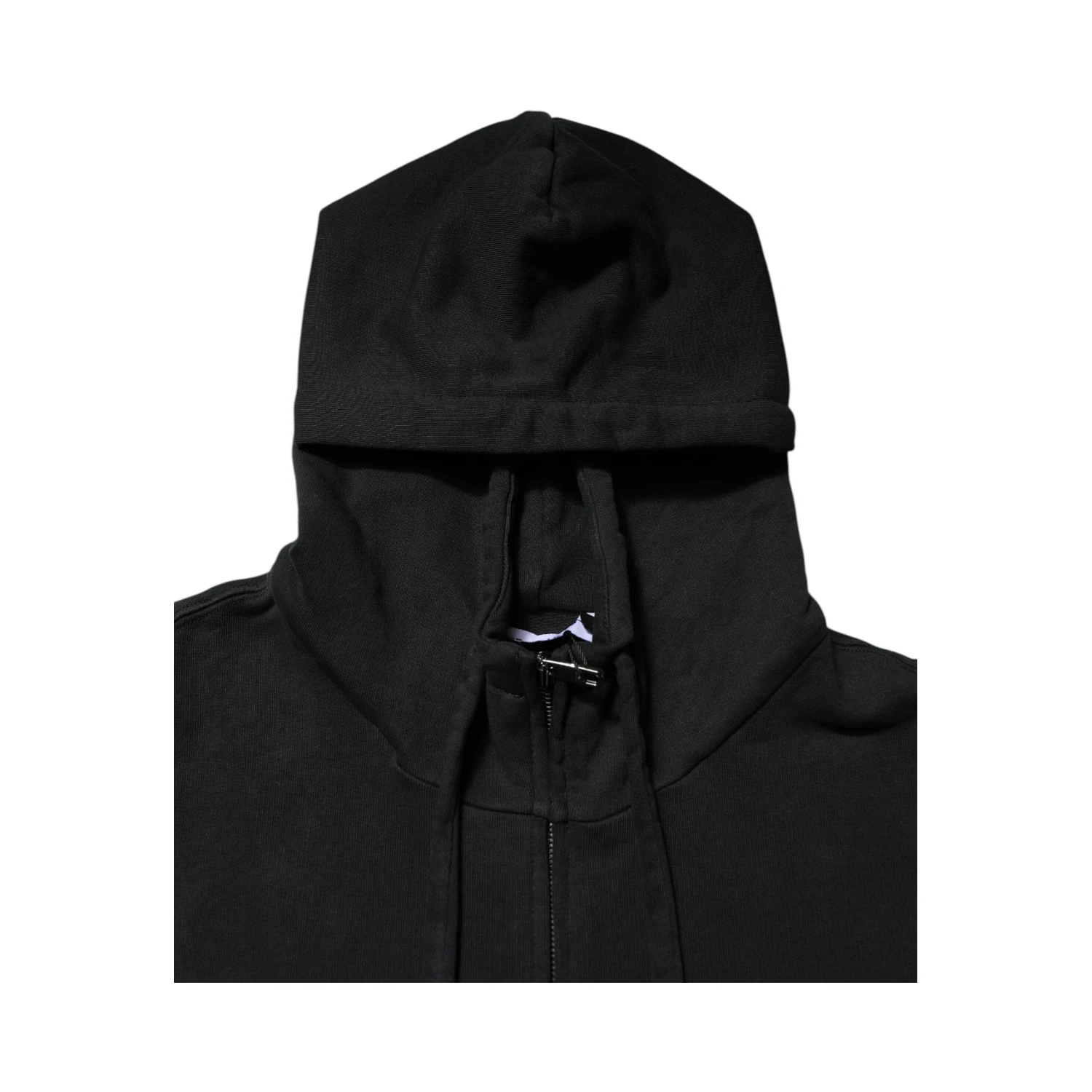 Black Logo Full Zip Hooded Men Sweatshirt Sweater