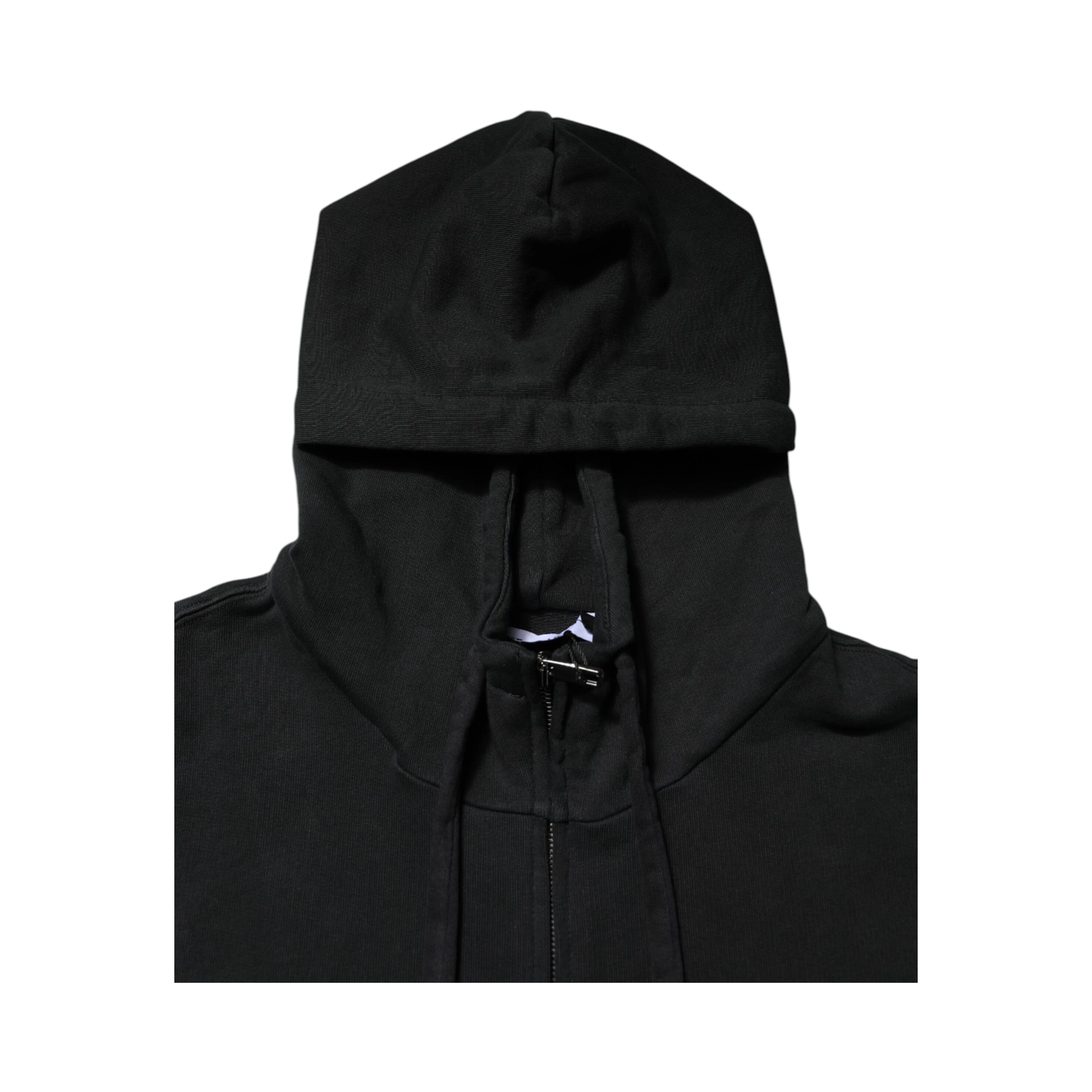 Black Logo Full Zip Hooded Men Sweatshirt Sweater
