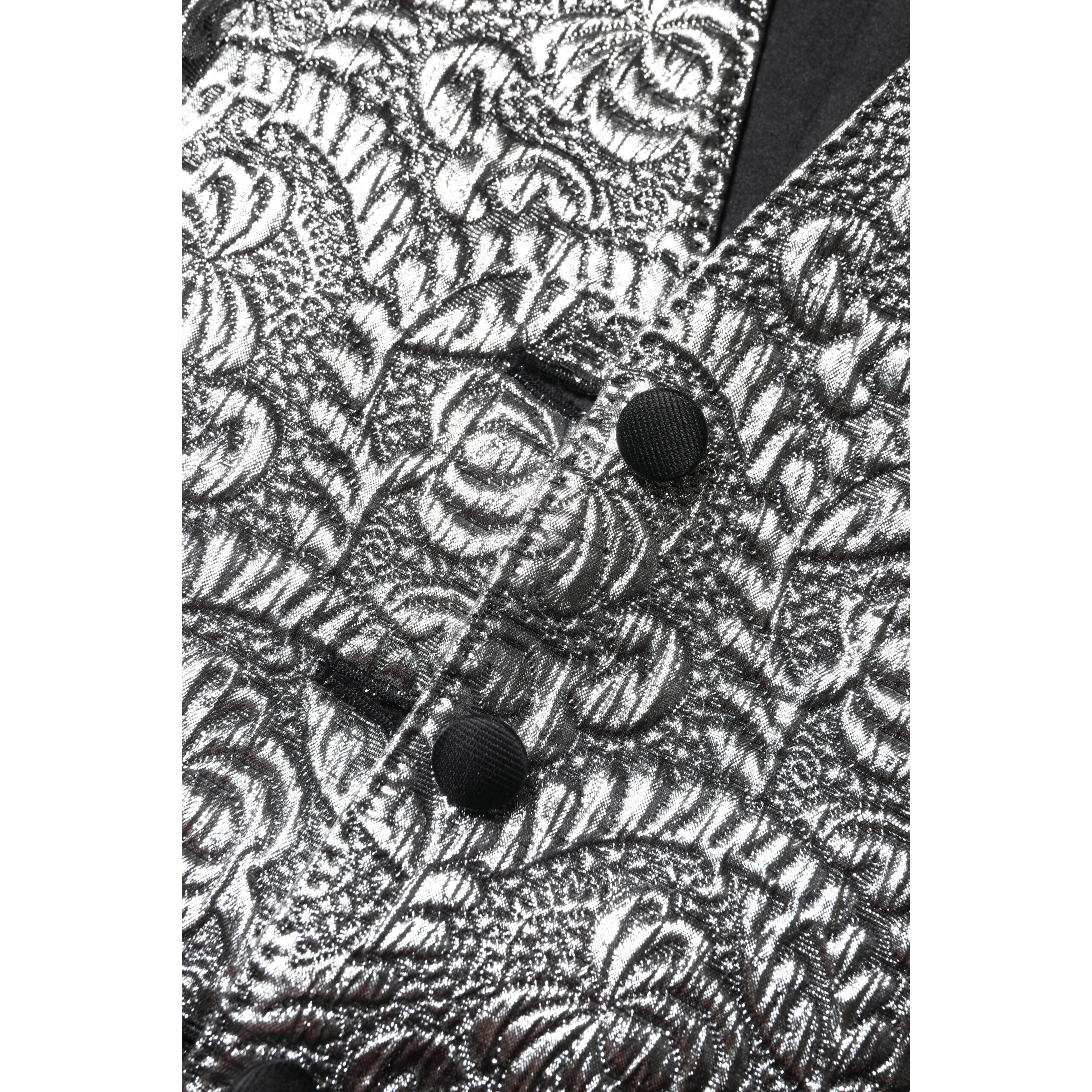 Silver Floral Jacquard Sleeveless Vest Top