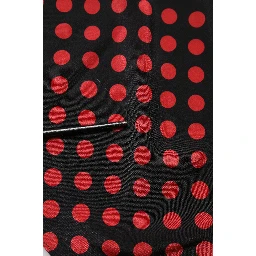 Black Red Polka Dot Silk Long Sleeves Top