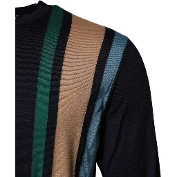Multicolor Stripes Crew Neck Pullover Sweater
