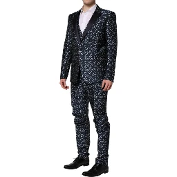 Blue MARTINI Star Jacquard 3 Piece Suit