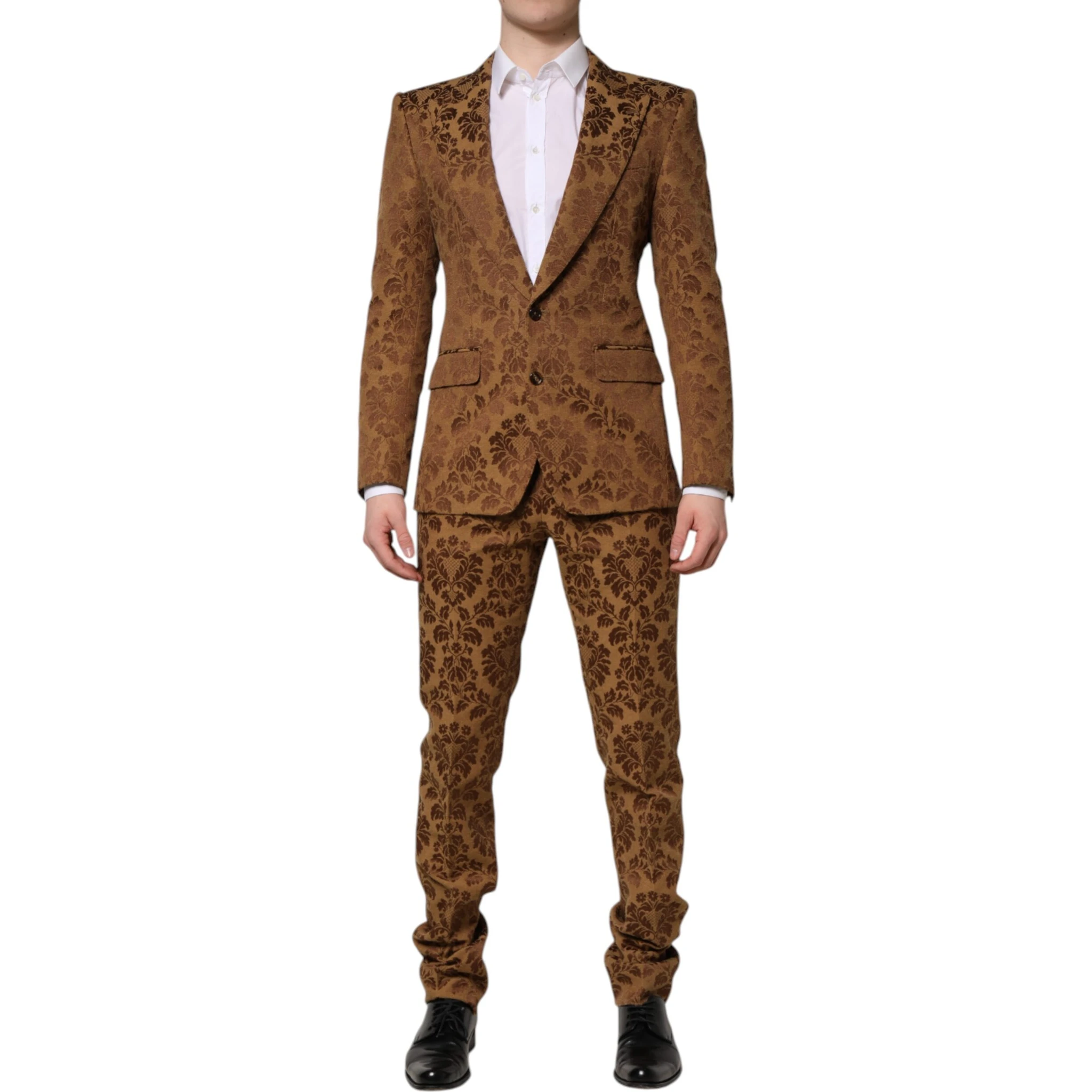 Brown Floral Jacquard SICILIA 2 Piece Suit
