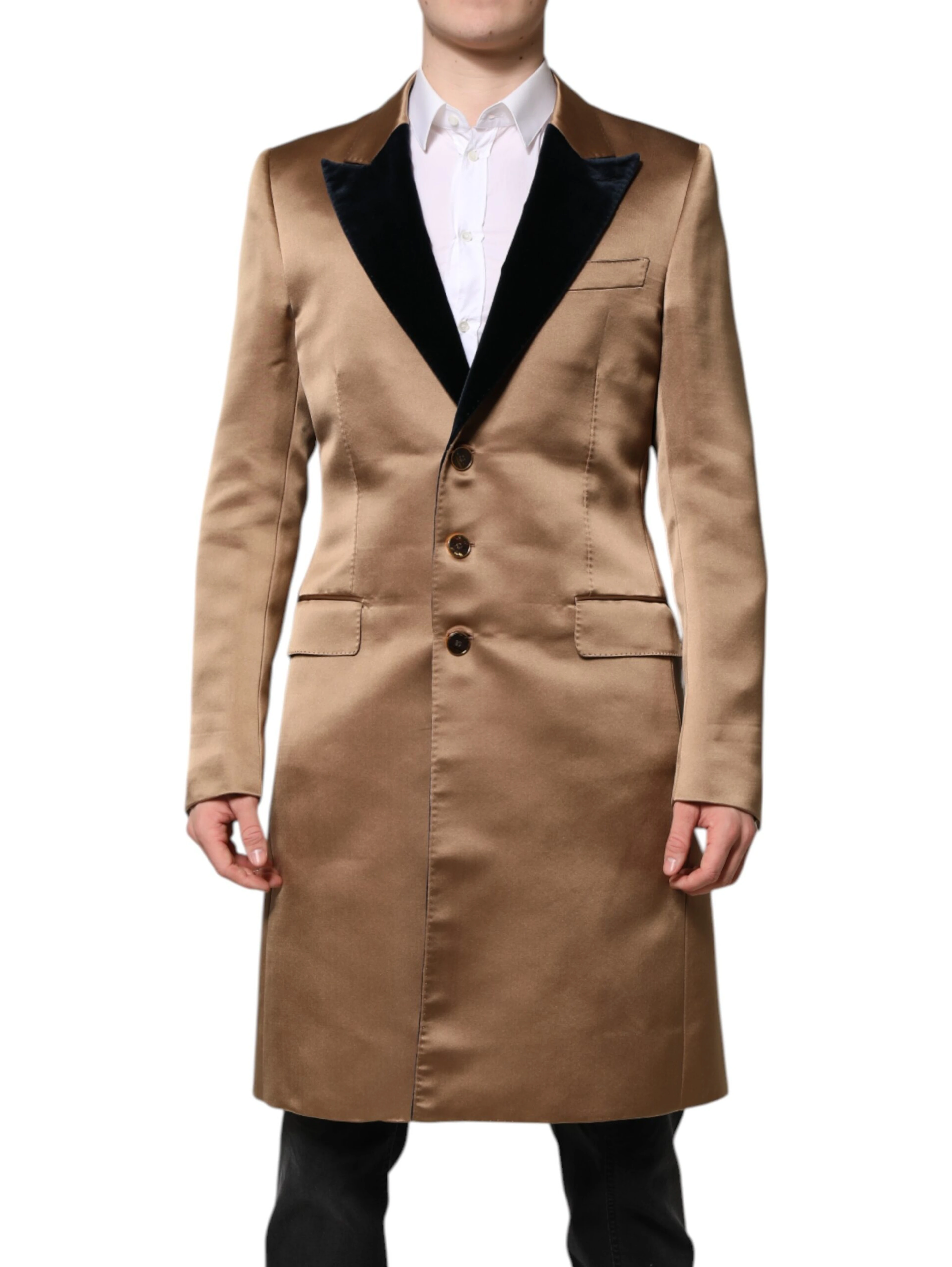 Brown Silk Single Breasted Trench Coat  Jacket