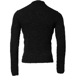 Black Wool Knit Crew Neck Pullover Sweater