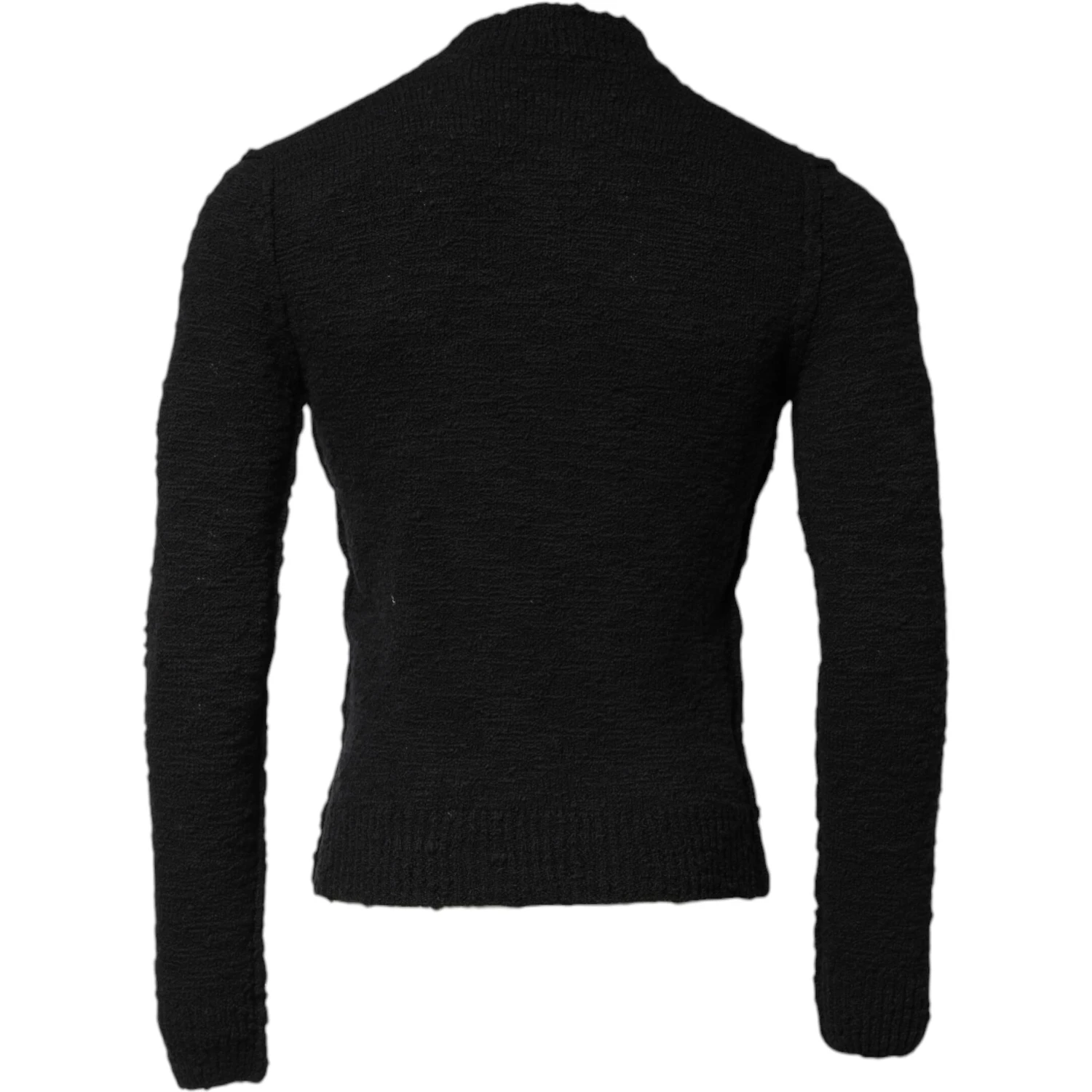 Black Wool Knit Crew Neck Pullover Sweater