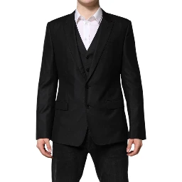 Black Single Breasted Suit 2 Piece Jacket