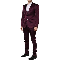 Dark Purple Silk 3Piece Single Breasted Suit