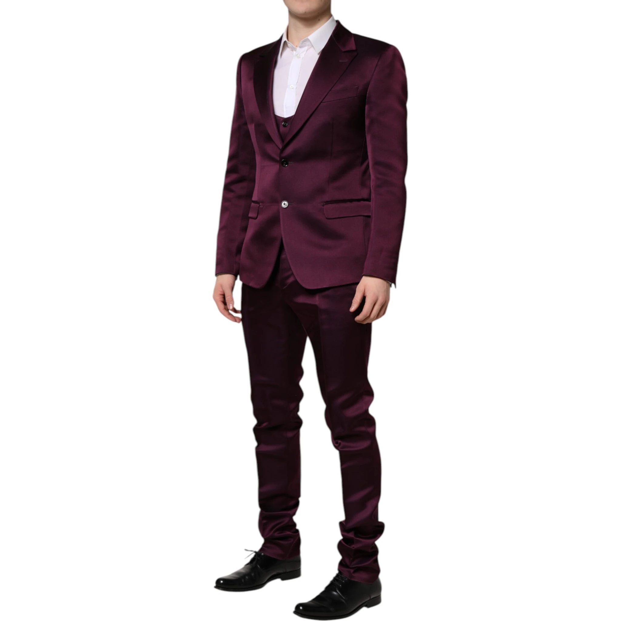 Dark Purple Silk 3Piece Single Breasted Suit