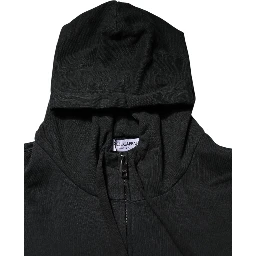 Black Logo Full Zip Hooded Men Sweatshirt Sweater