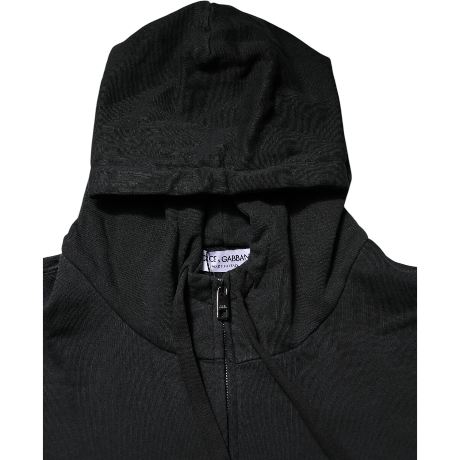 Black Logo Full Zip Hooded Men Sweatshirt Sweater