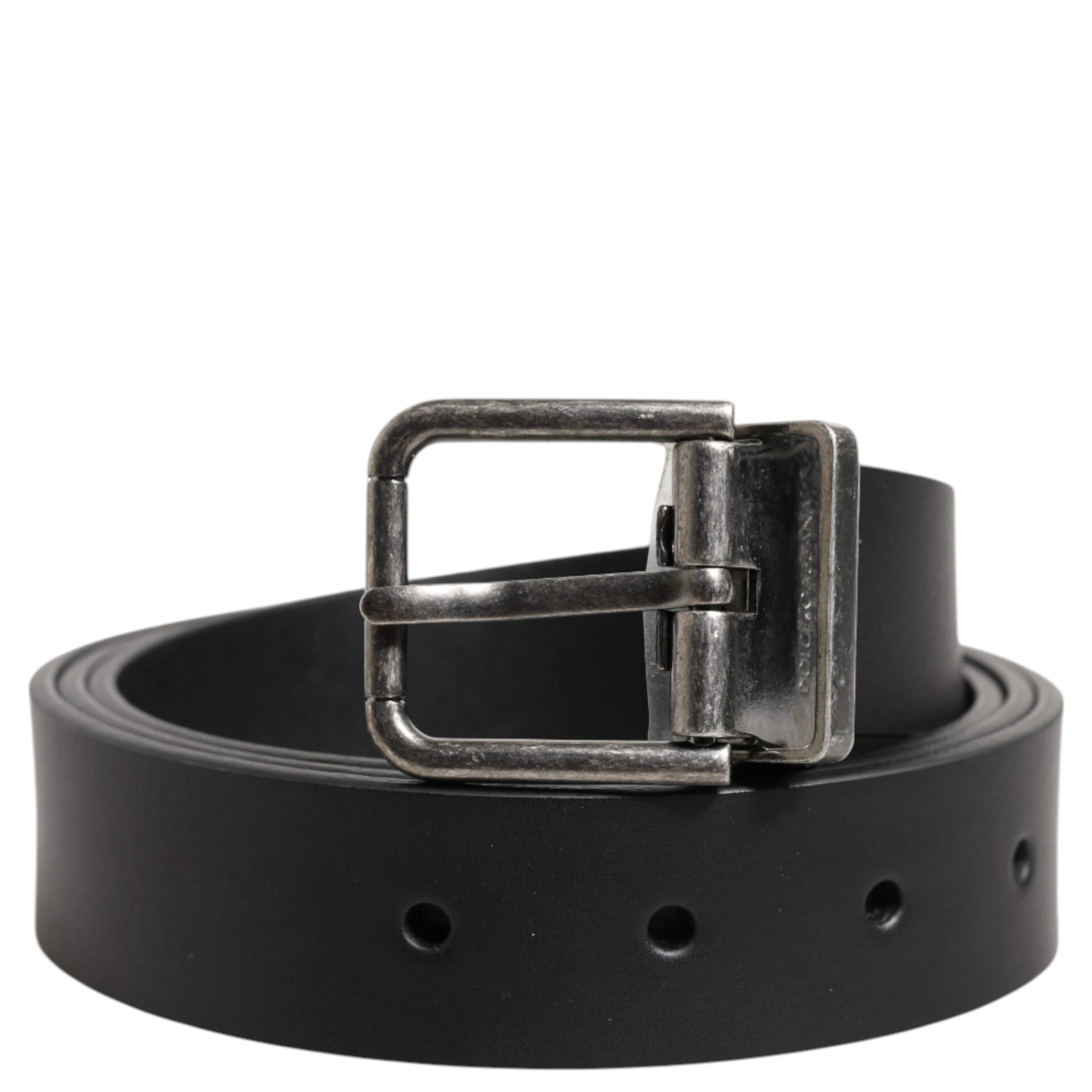 Black Classic Leather Metal Buckle Belt
