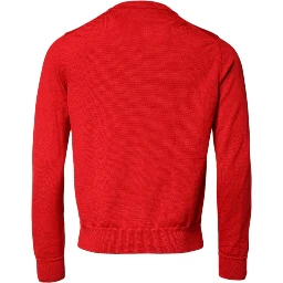 Red Eye Print Crew Neck Men Pullover Sweater