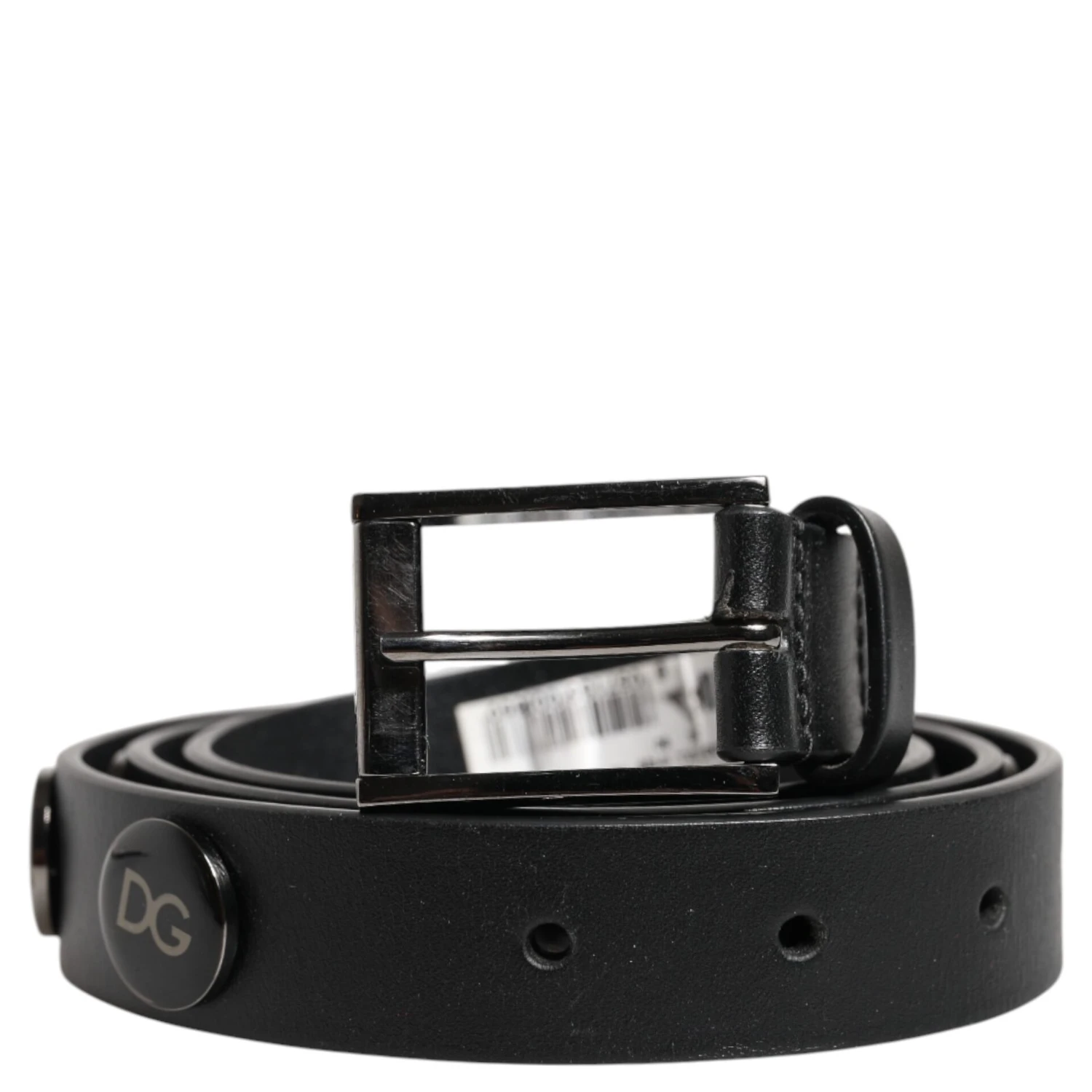 Black Luxury Leather DG Studs Buckle Belt