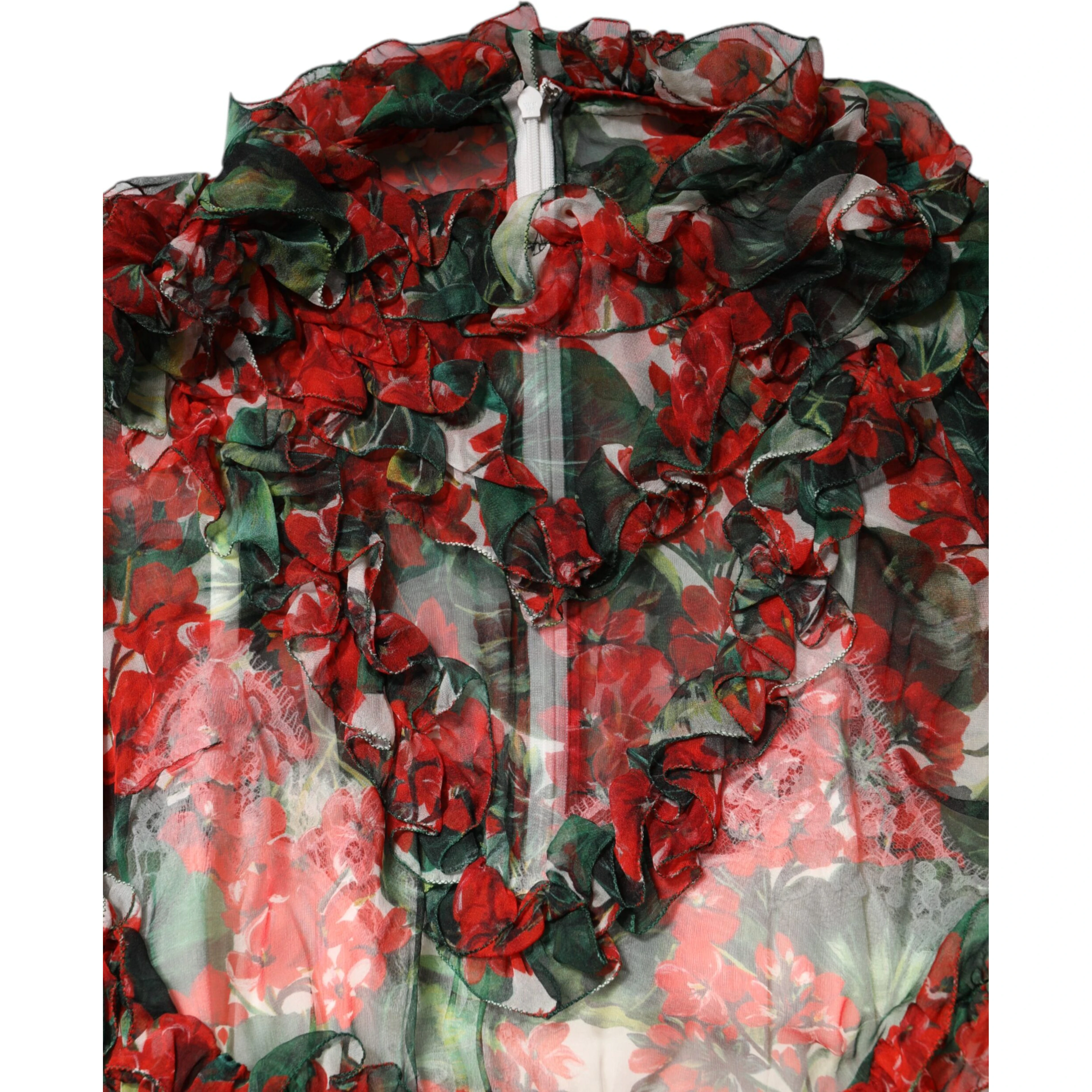 Multicolor Ruffle Floral Long Sleeves Dress