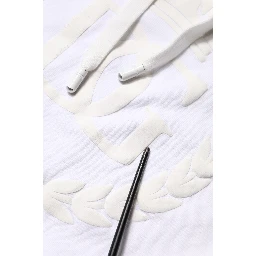 White Embossed Logo Hooded Sweatshirt Sweater