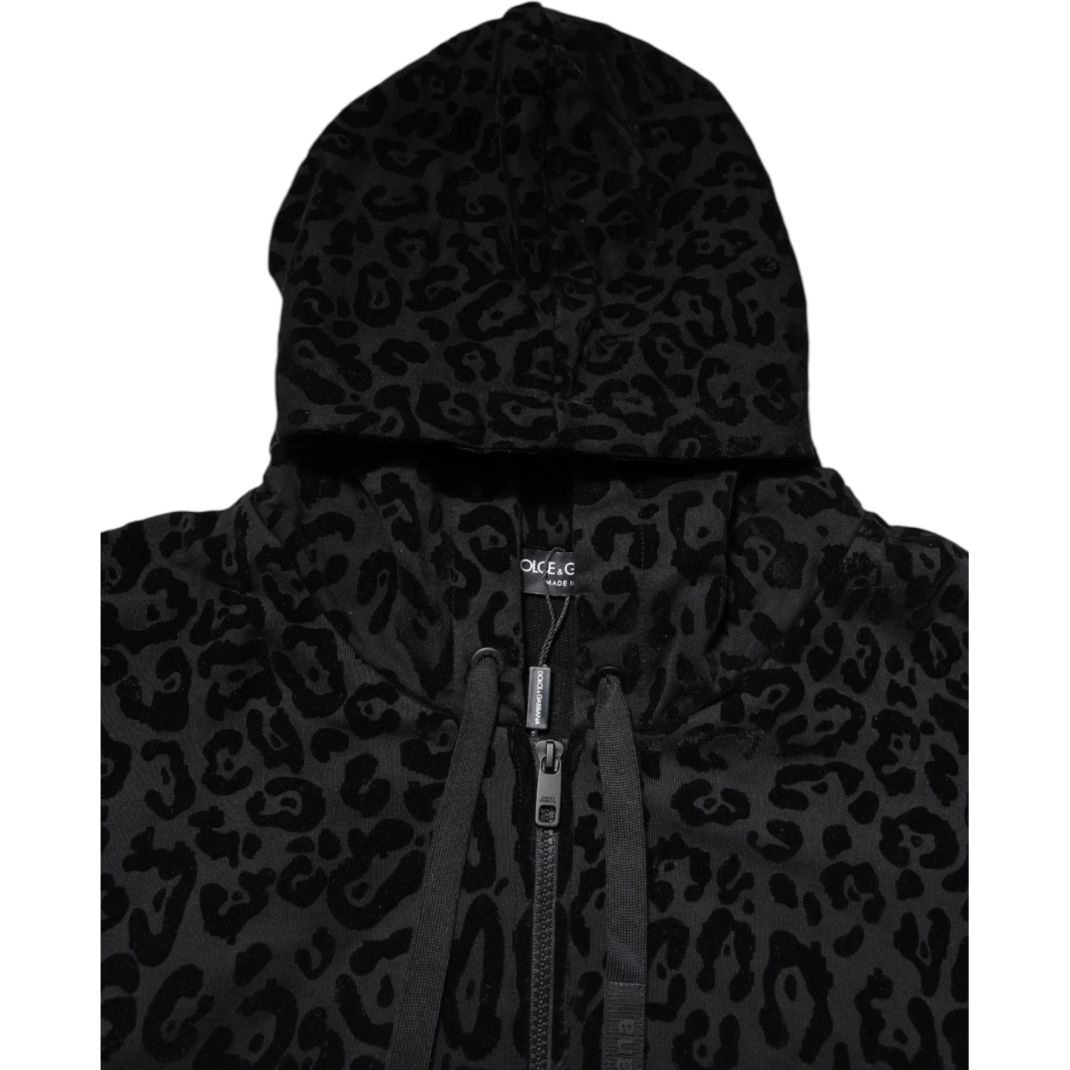 Black Leopard Full Zip Hooded Sweatshirt Sweater