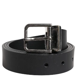 Black Classic Leather Metal Buckle Belt