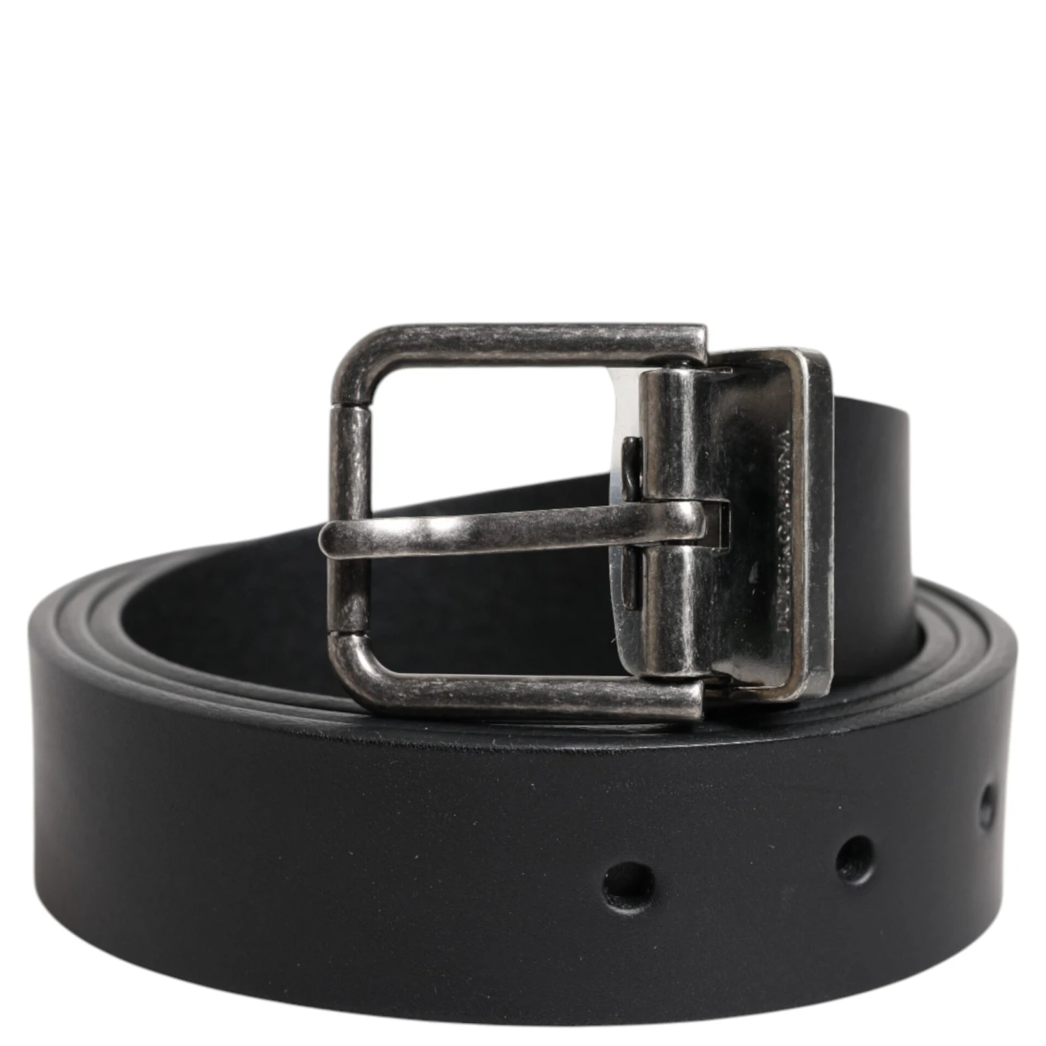 Black Classic Leather Metal Buckle Belt