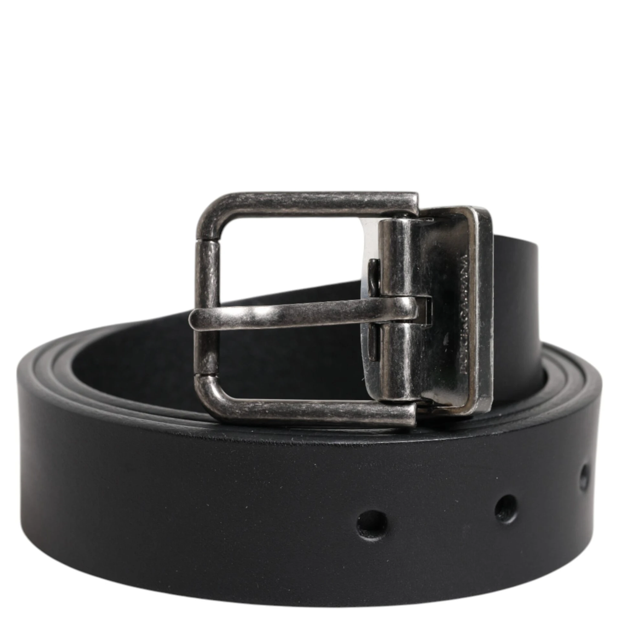 Black Classic Leather Metal Buckle Belt