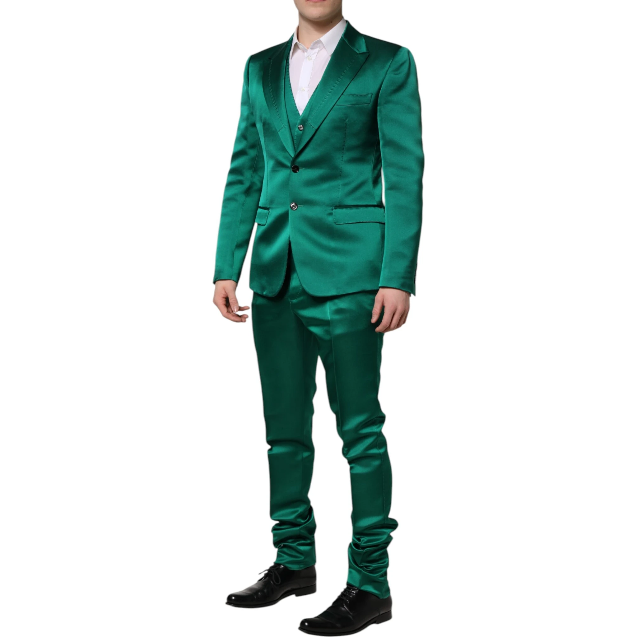 Green Silk 3 Piece Single Breasted Suit