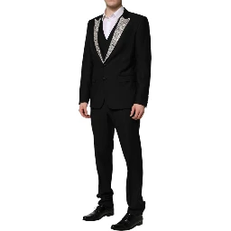 Black MARTINI Crystal Embellished 3 Pc Suit