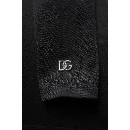 Black Polyester Turtleneck Pullover Sweater