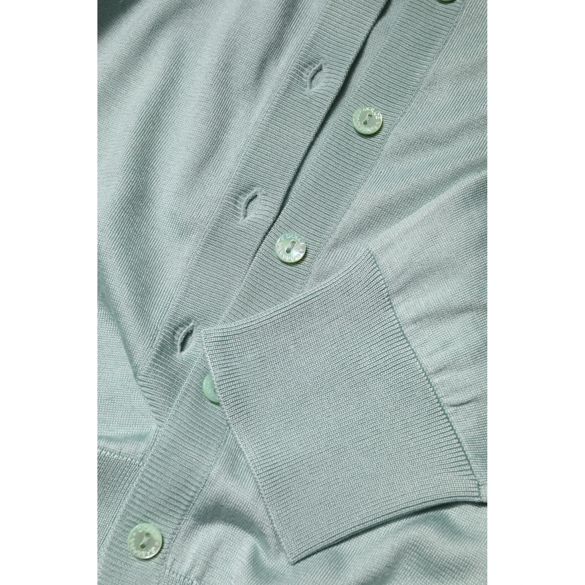 Light Green Silk Button Down Cardigan Sweater