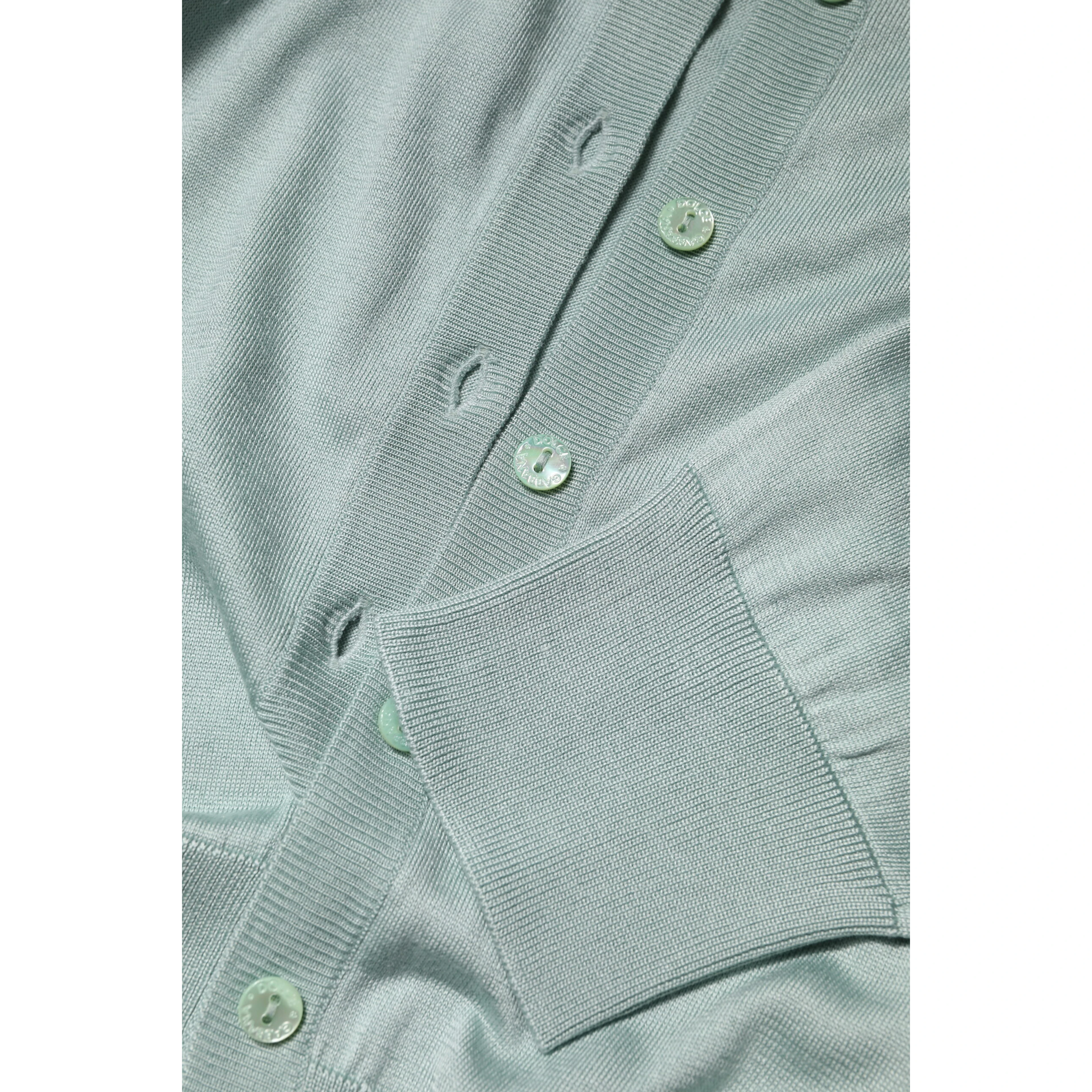 Light Green Silk Button Down Cardigan Sweater