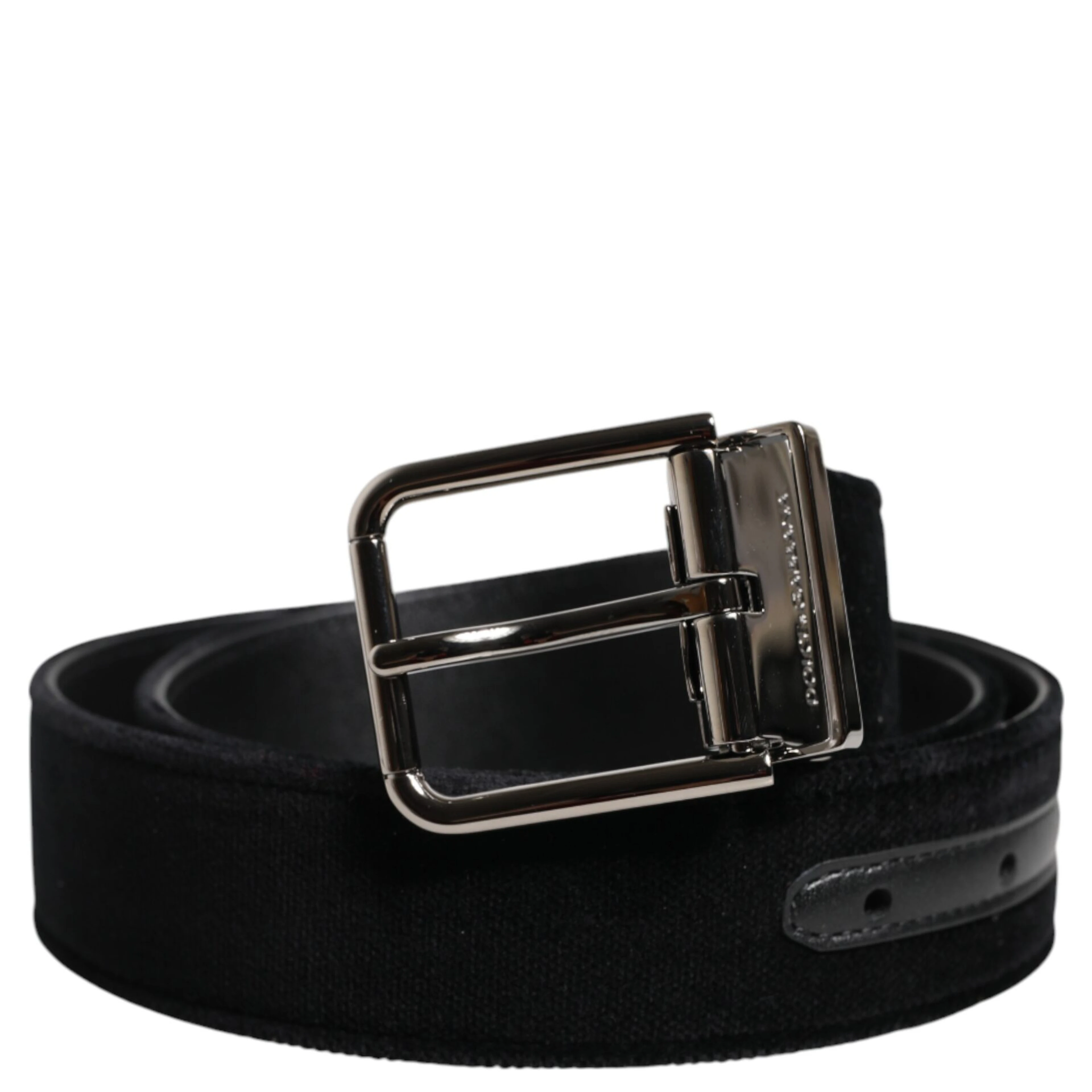 Black Cotton Silver Metal Buckle Belt