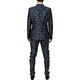 Blue MARTINI Star Jacquard 3 Piece Suit