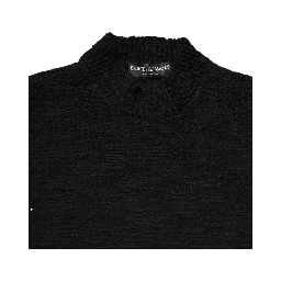 Black Wool Knit Crew Neck Pullover Sweater