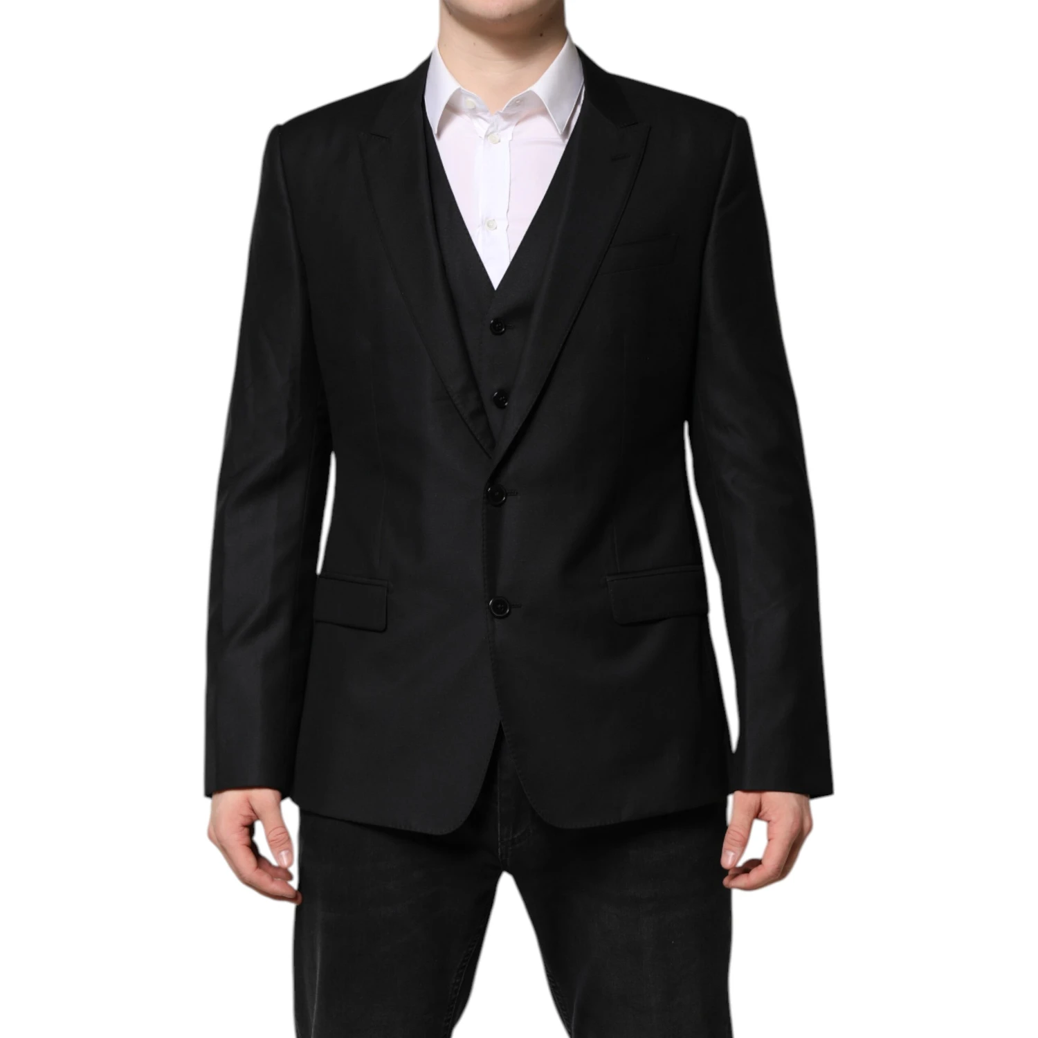 Black Single Breasted Suit 2 Piece Jacket