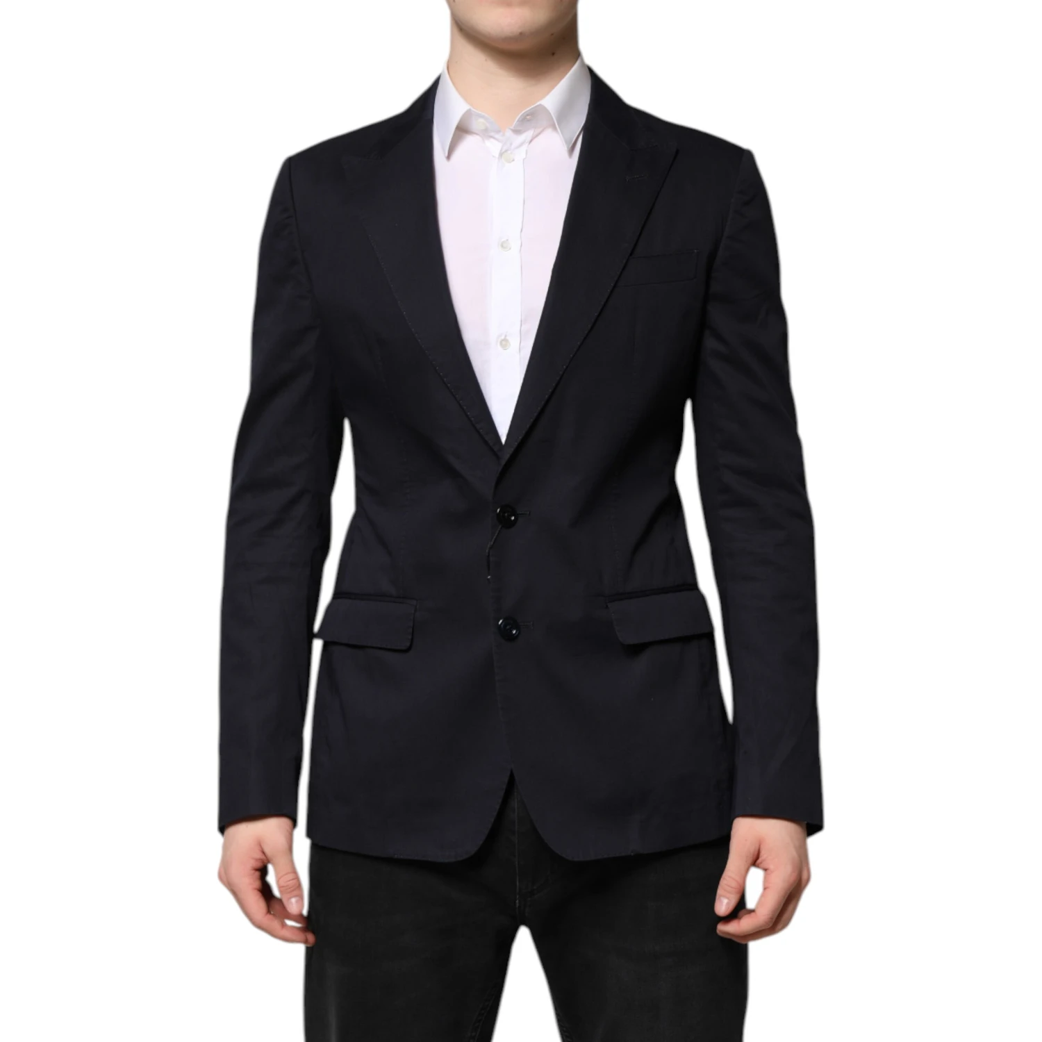 Dark Blue TAORMINA Cotton Blazer Suit Jacket