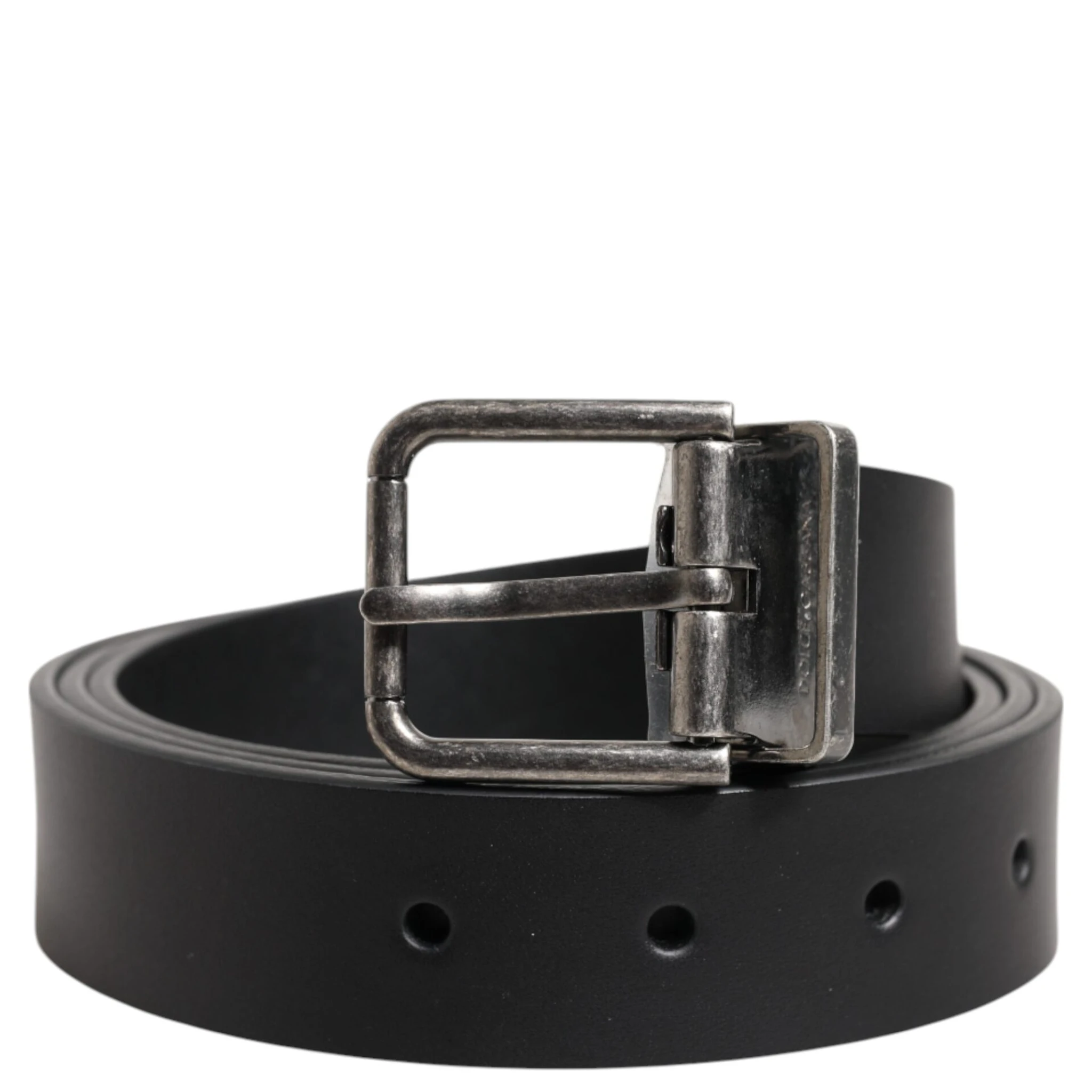 Black Classic Leather Metal Buckle Belt