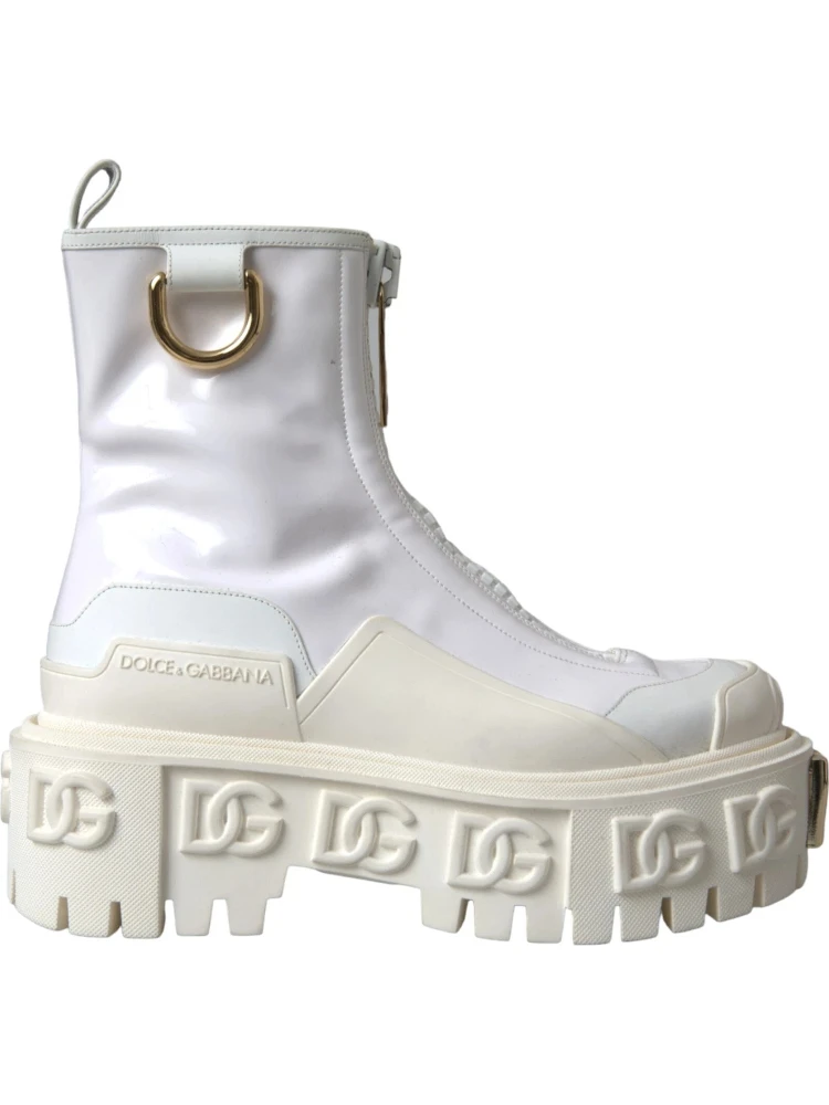 White Leather Rubber Logo Ankle Boots Shoes alternative