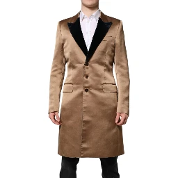 Brown Silk Single Breasted Trench Coat  Jacket