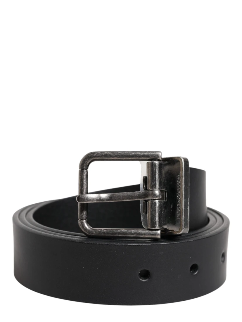 Black Classic Leather Metal Buckle Belt