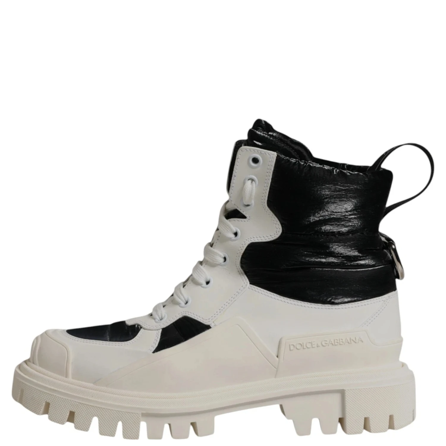 White Padded Mid Calf Lace Up Boots Shoes