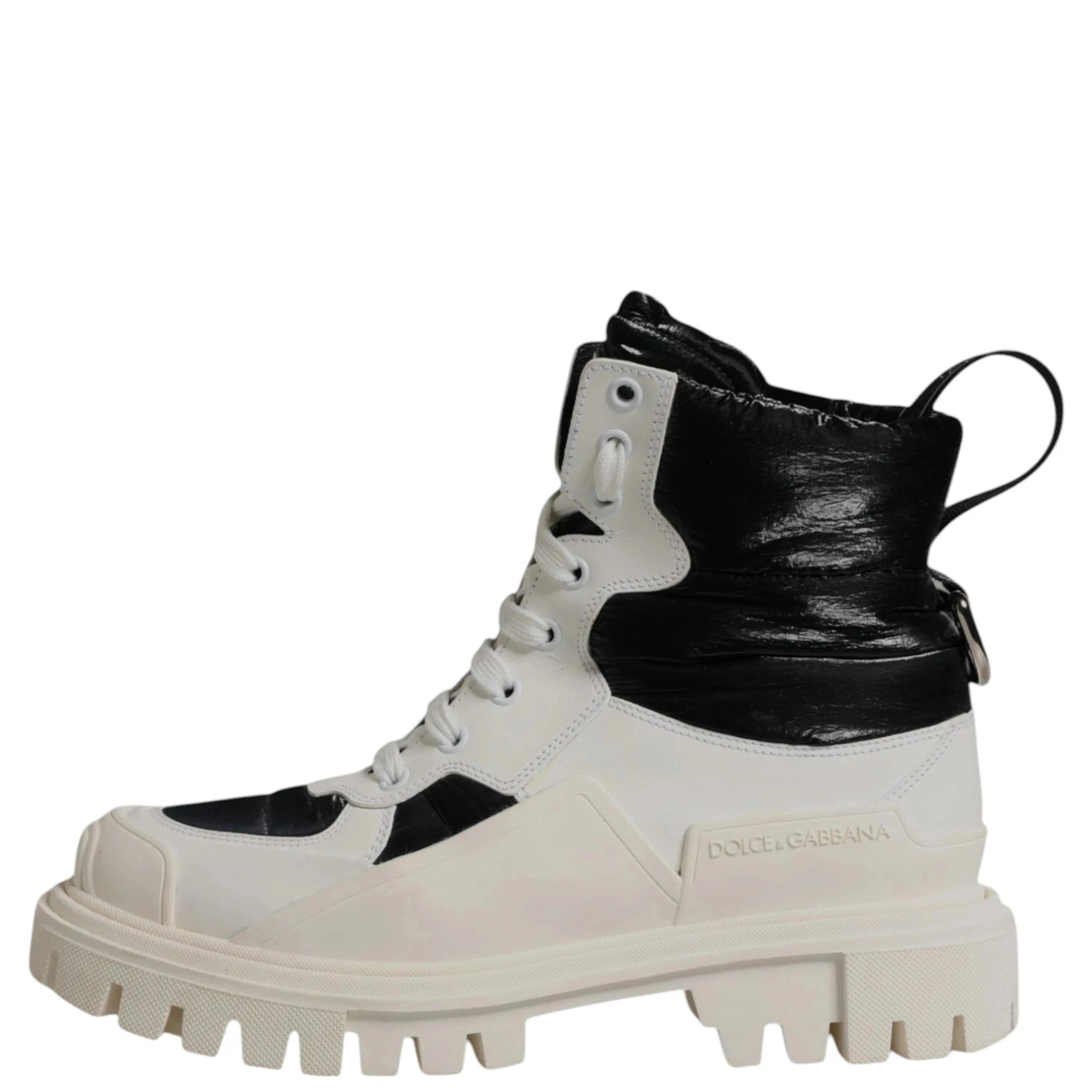 White Padded Mid Calf Lace Up Boots Shoes