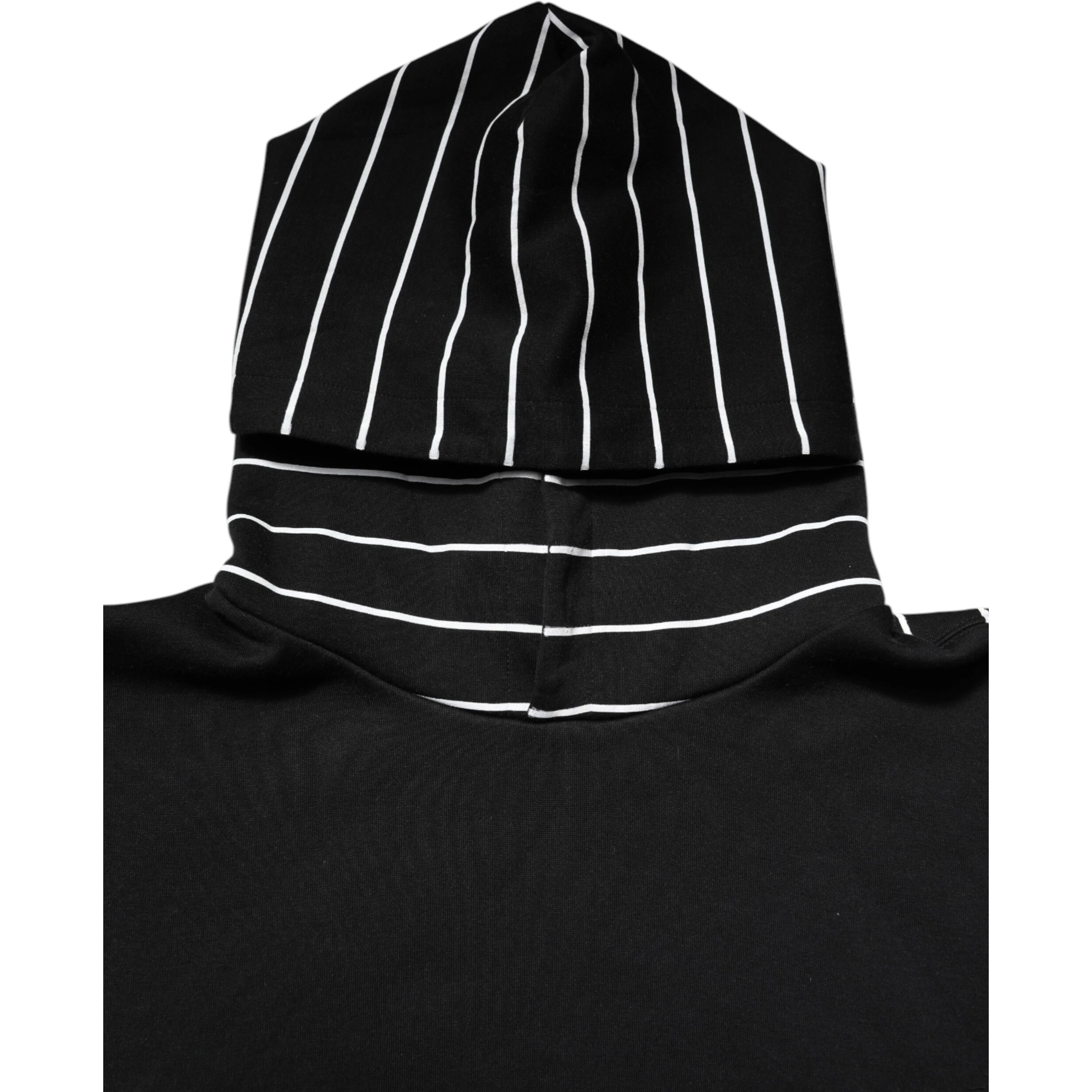 Black White Stripe Hooded Sweatshirt Sweater