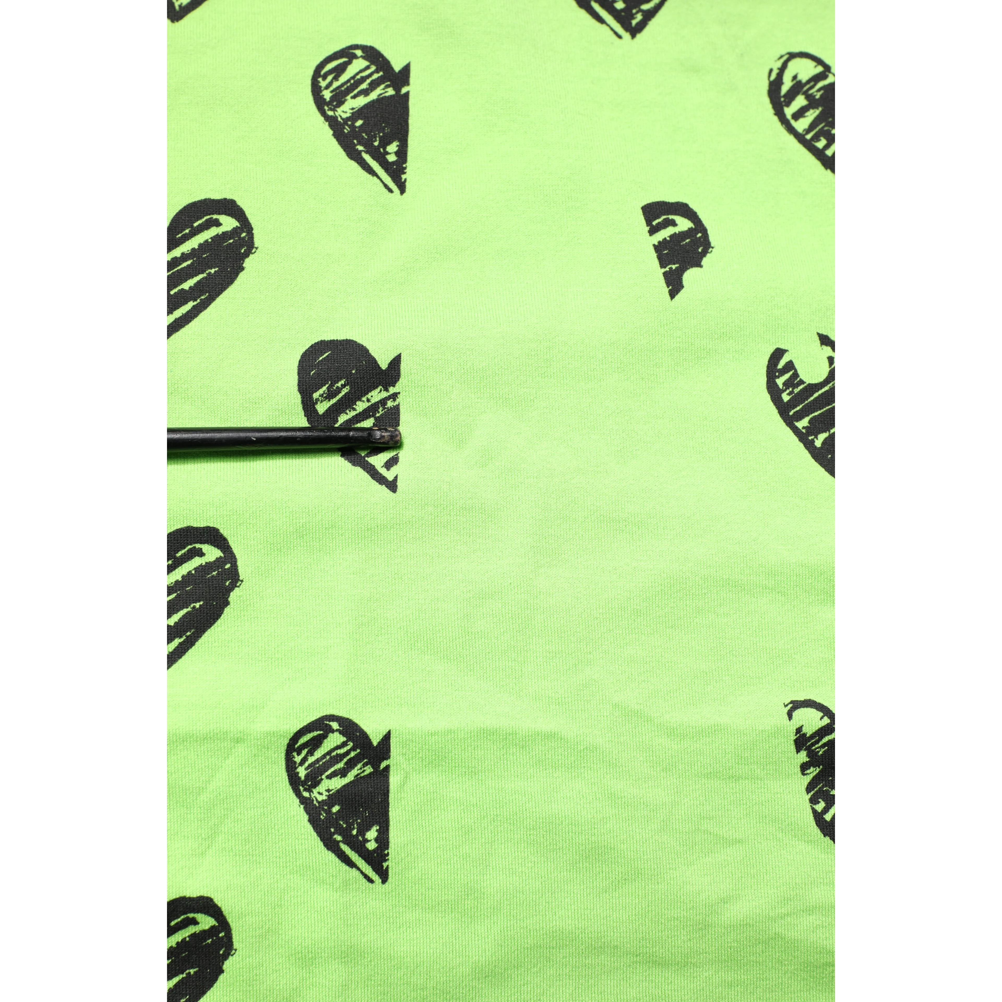 Green Heart Print Cotton Crew Neck T-shirt
