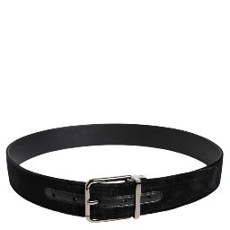 Black Cotton Silver Metal Buckle Belt